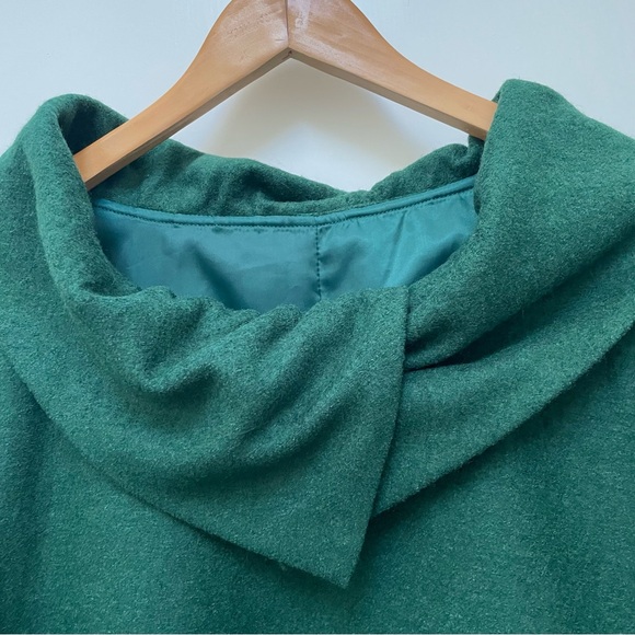 Xiaolizi Handmade Green Wool Tunic Cape Dress Loose Lined Pockets #2065 Size XL - Picture 2 of 13